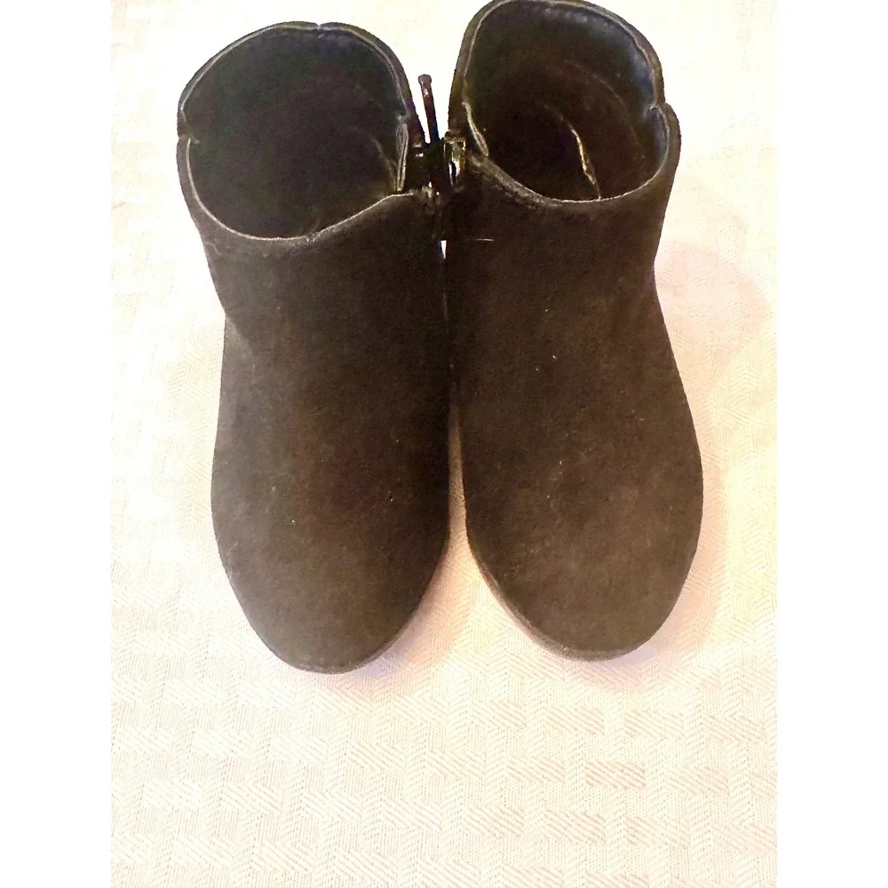 Cat & Jack Toddler Girl Black Faux Suede Ankle Boots Side Zip Size 5 Toddler